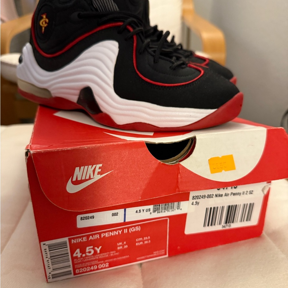 Nike Air Penny II Kids Sneakers - Black, Red, and White. Never Worn, w/Box.